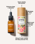Pink grapefruit mixer bottle with descriptive text