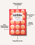 Pomegranate and blood orange dots with descriptive text