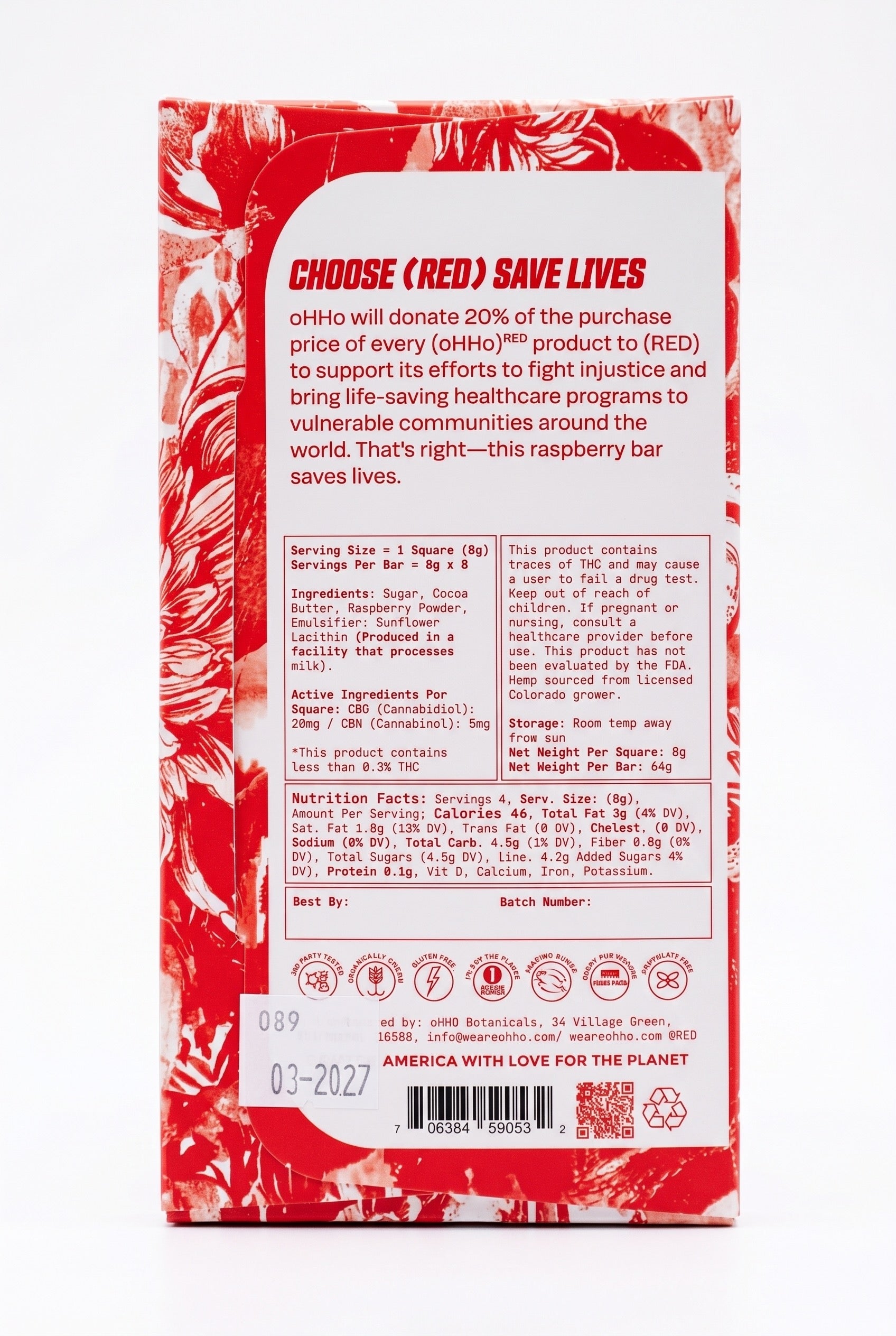 RED) CBNight Raspberry Sleep Bar | 160mg CBD – oHHo